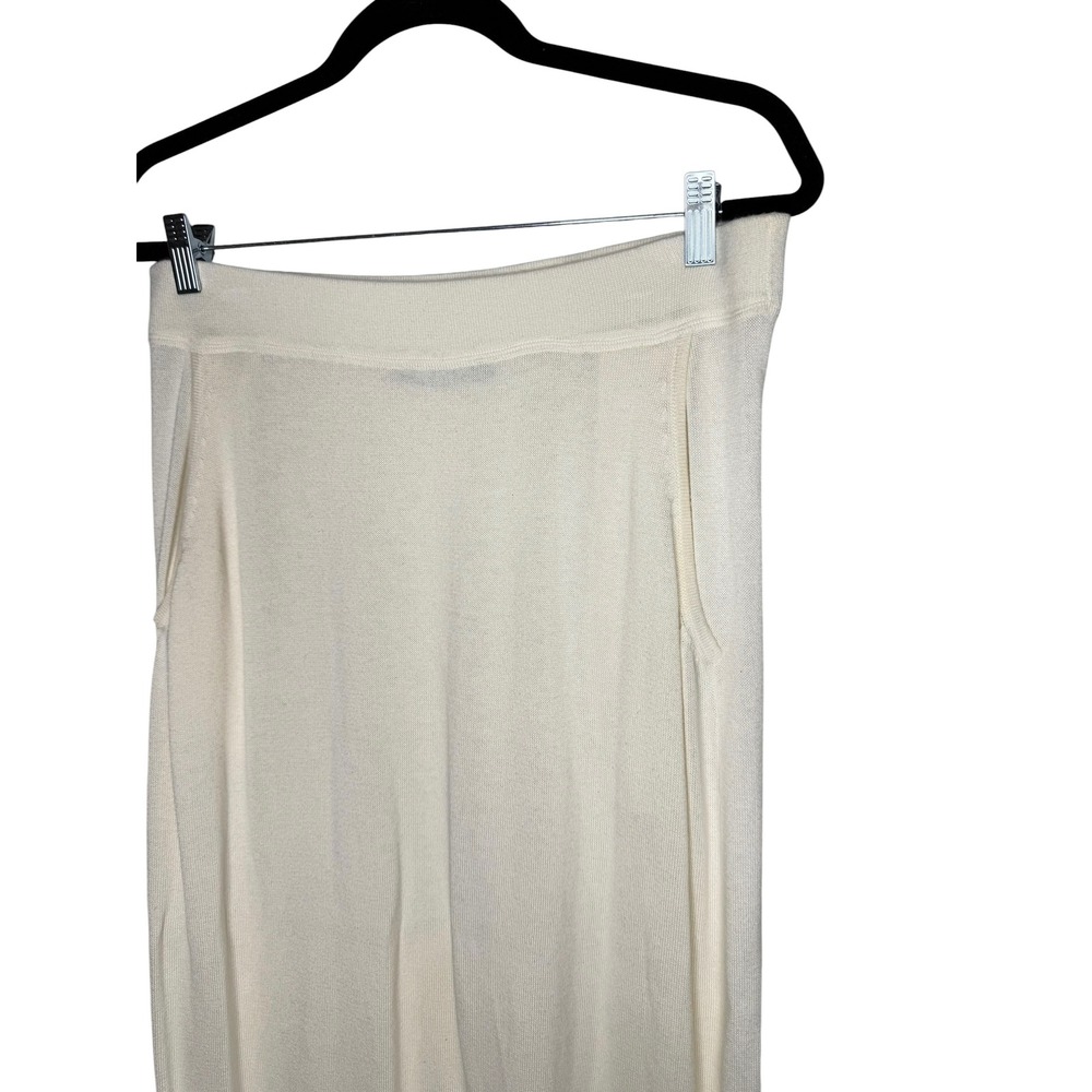Peruvian Connection Pima Cotton‎ Modal Knit Maxi Skirt Large Ivory Off White - Picture 2 of 6